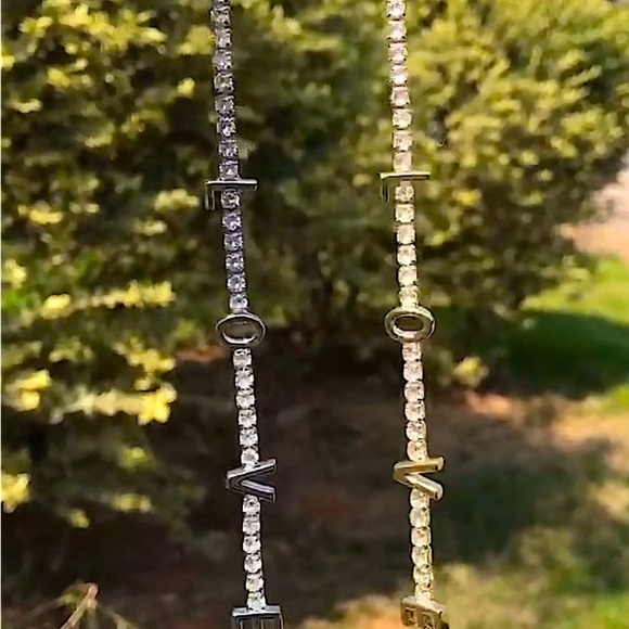 Gold Cubic Zircon Love Letter Choker Tennis Minimalist - Picture 3 of 7